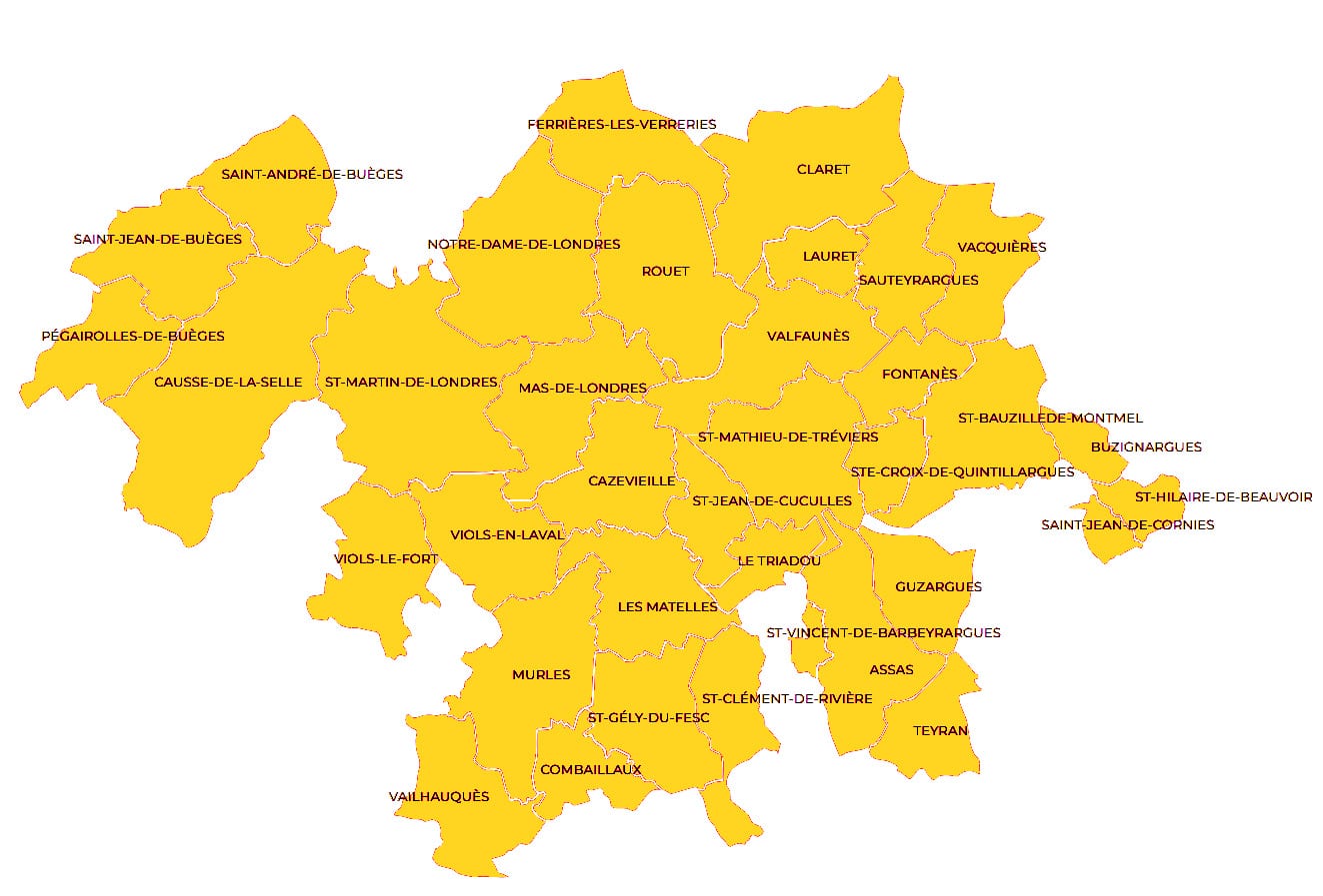 Carte communes grand pic saint loup
